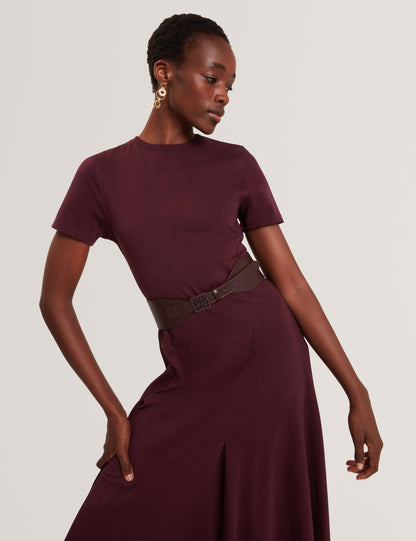 FUUSIA: Jersey Panelled Short Sleeve Midi Dress