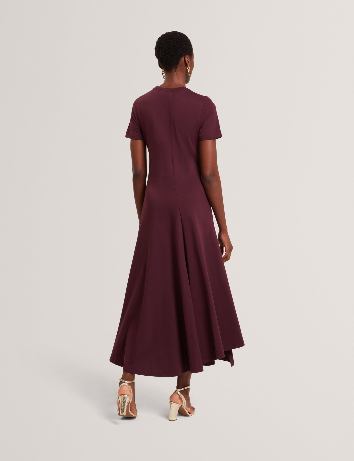 FUUSIA: Jersey Panelled Short Sleeve Midi Dress