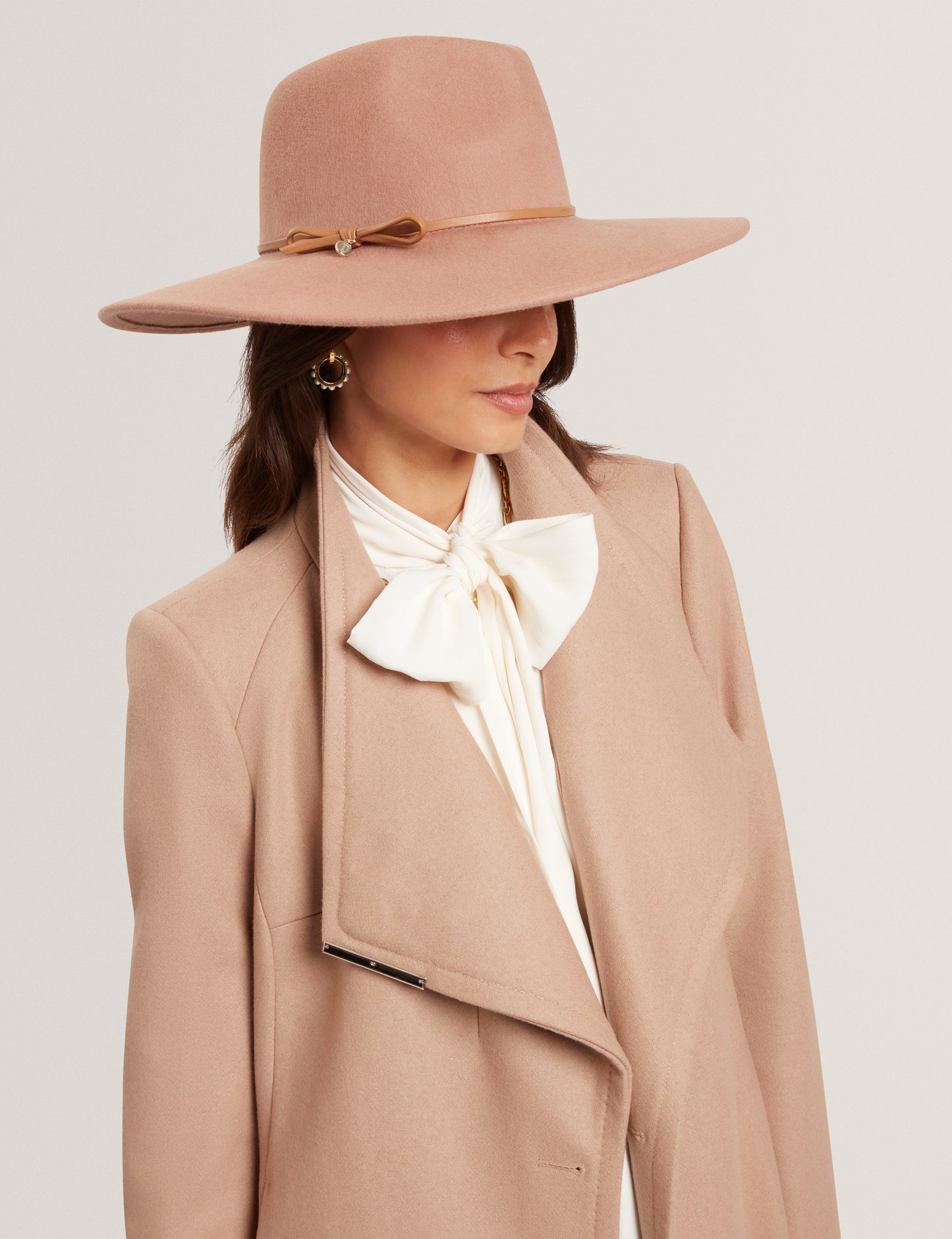 ABBIIIO: Bow Detail Wool Fedora Hat
