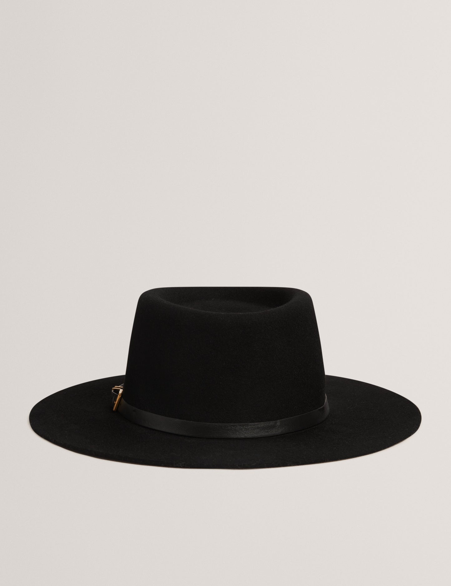 JILLLI: Buckle Detail Wool Blend Felt Hat