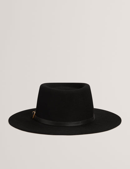 JILLLI: Buckle Detail Wool Blend Felt Hat