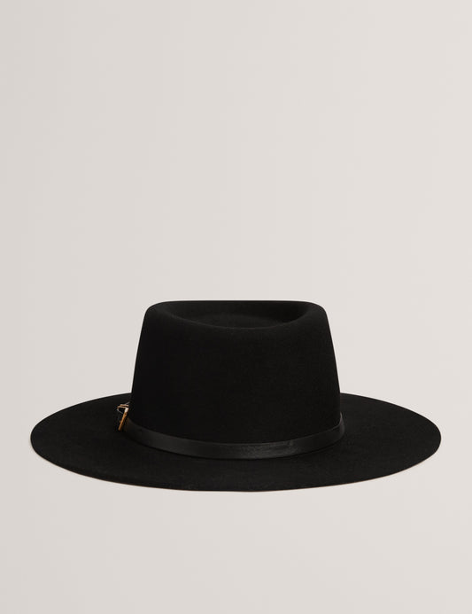 JILLLI: Buckle Detail Wool Blend Felt Hat