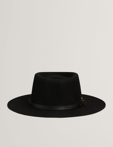 JILLLI: Buckle Detail Wool Blend Felt Hat