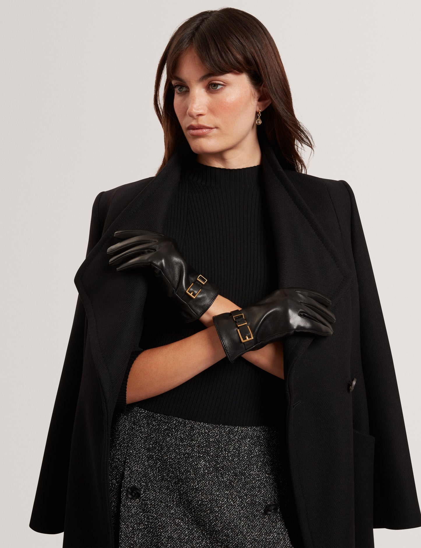 JILLLA: Buckle Detail Leather Gloves