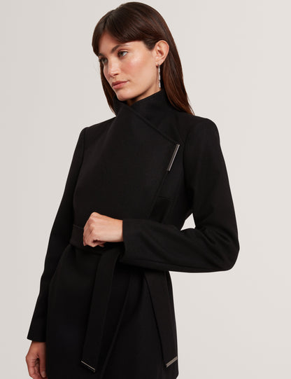 ROSESS: Short Belted Wool Wrap Coat
