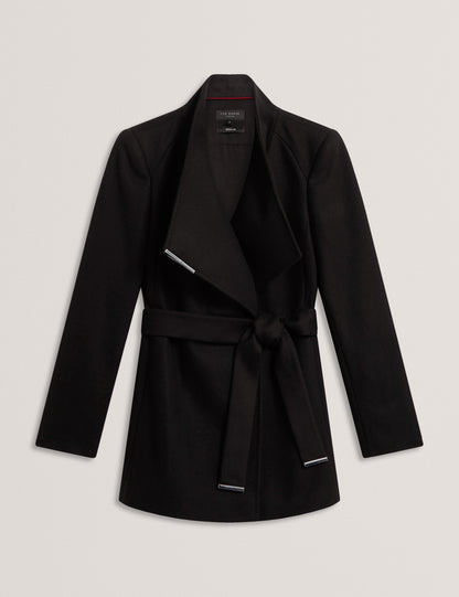 ROSESS: Short Belted Wool Wrap Coat