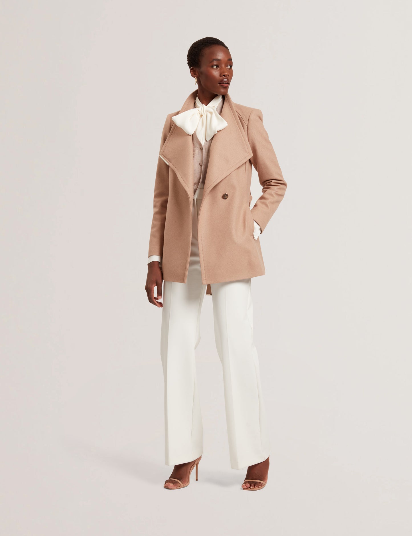 ROSESS: Short Belted Wool Wrap Coat