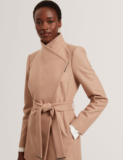 ROSESS: Short Belted Wool Wrap Coat