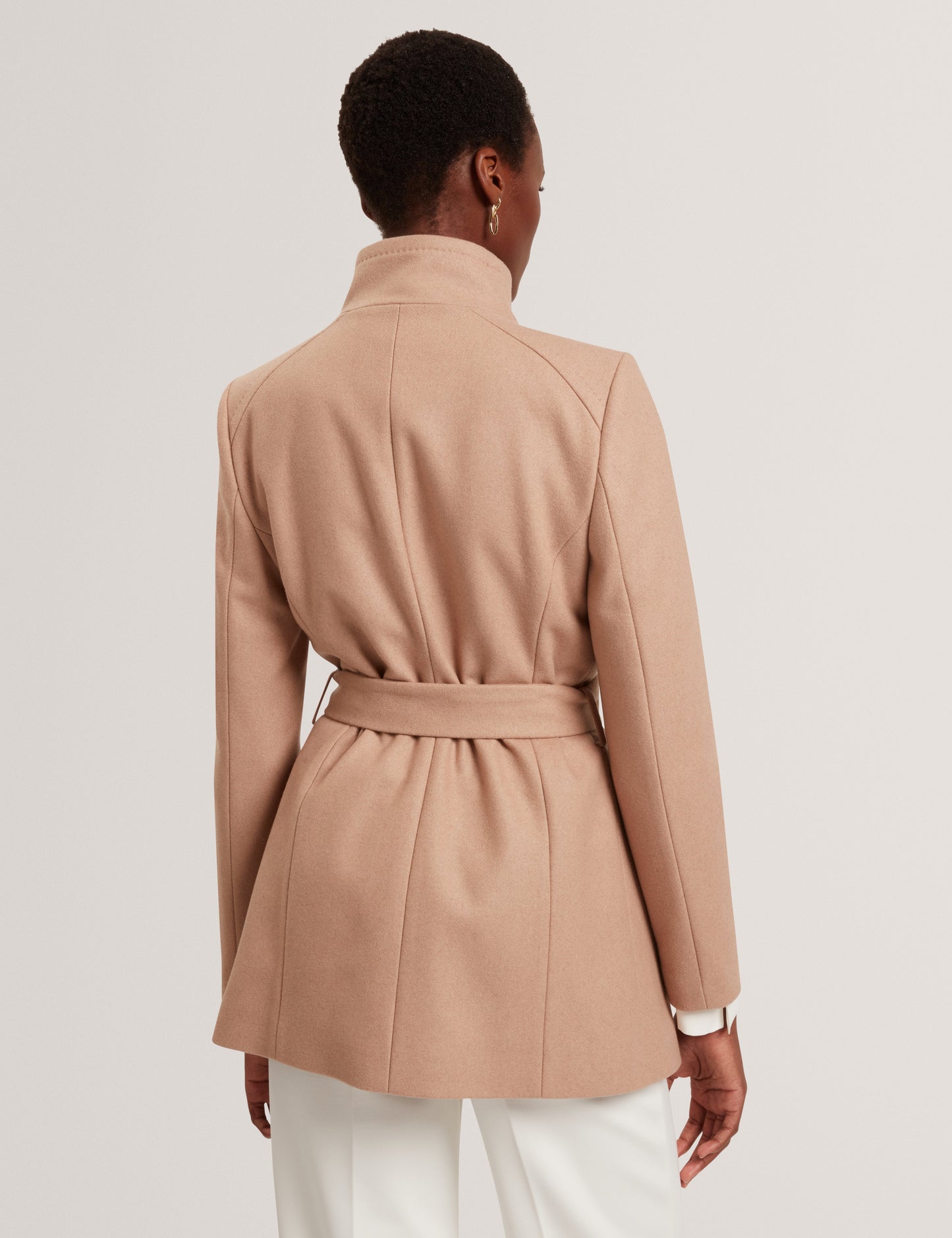 ROSESS: Short Belted Wool Wrap Coat
