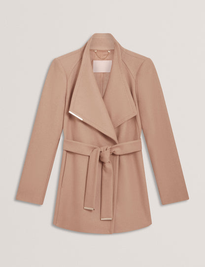 ROSESS: Short Belted Wool Wrap Coat