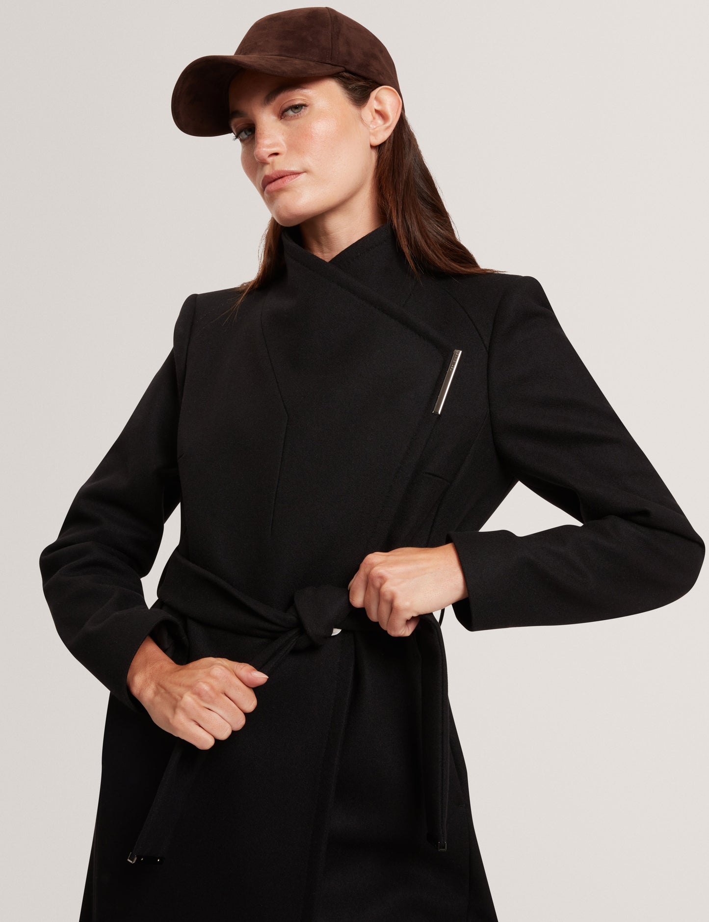 ROSE: Mid Length Belted Wool Wrap Coat