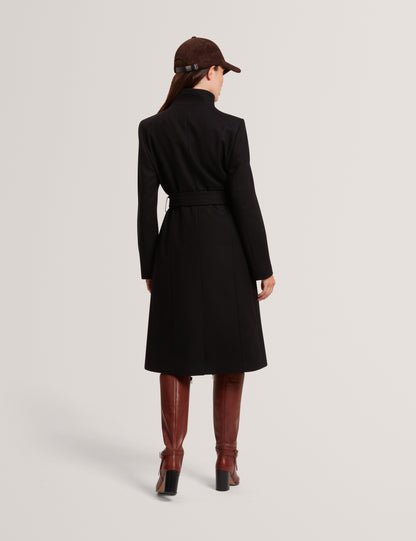 ROSE: Mid Length Belted Wool Wrap Coat