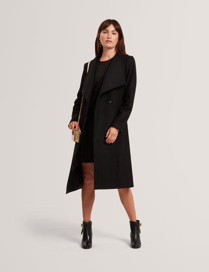 ROSE: Mid Length Belted Wool Wrap Coat