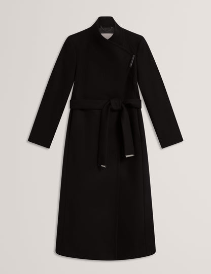 ROSE: Mid Length Belted Wool Wrap Coat