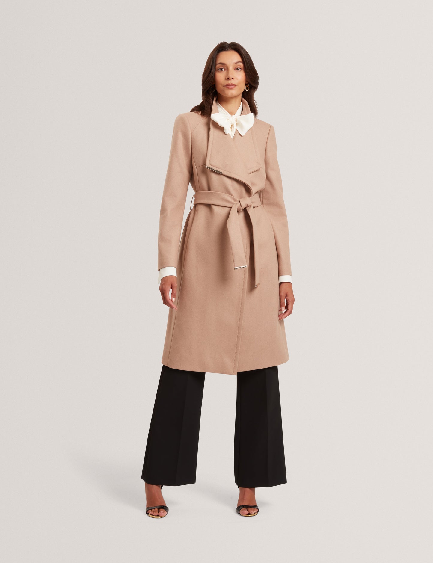 ROSE: Mid Length Belted Wool Wrap Coat