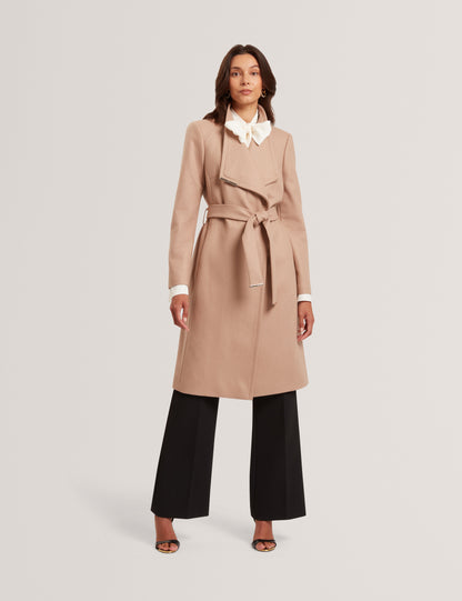 ROSE: Mid Length Belted Wool Wrap Coat