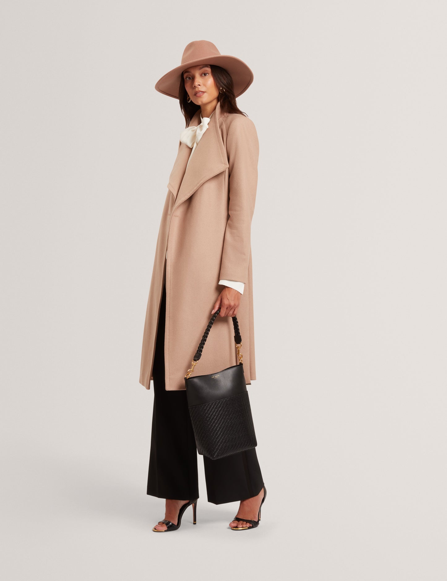 ROSE: Mid Length Belted Wool Wrap Coat