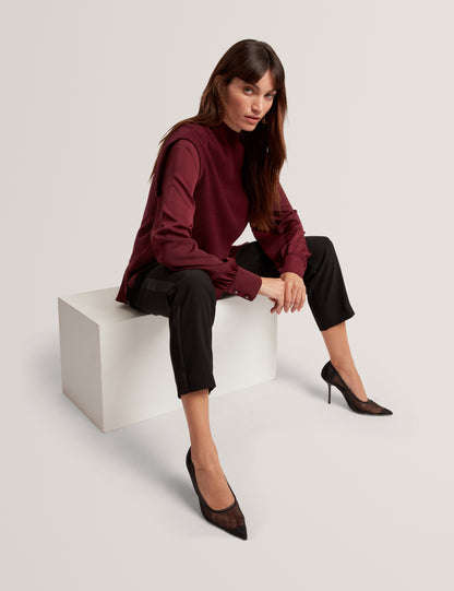 CAYCEY: Woven Sleeve Knitted Jumper
