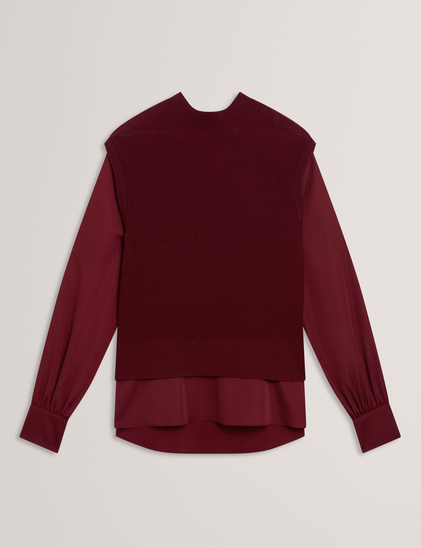 CAYCEY: Woven Sleeve Knitted Jumper