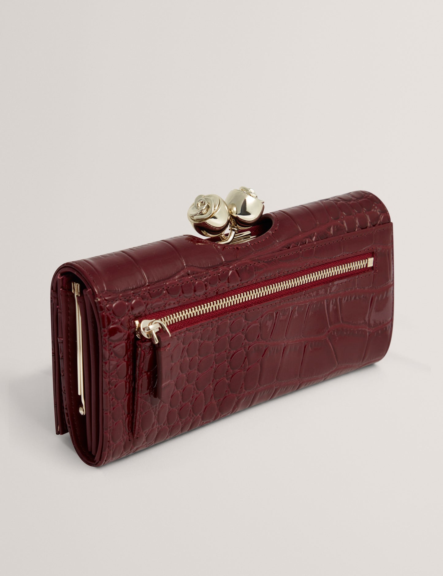 VIVIIN: Croc Effect Large Rose Bobble Purse