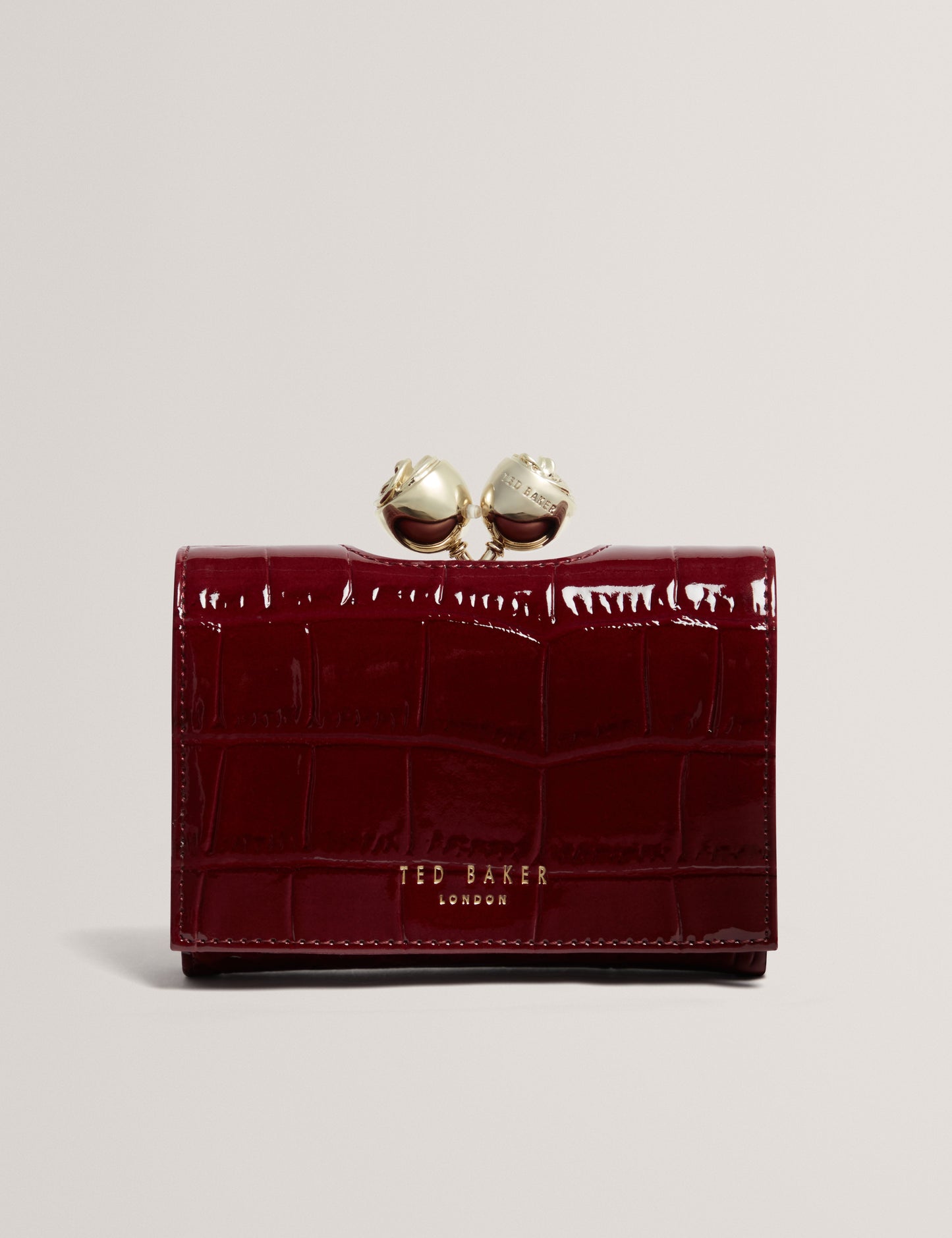 VALRIAA: Croc Effect Small Rose Bobble Purse