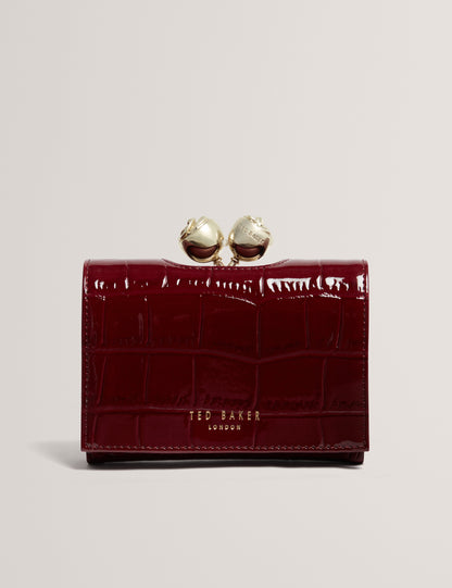 VALRIAA: Croc Effect Small Rose Bobble Purse