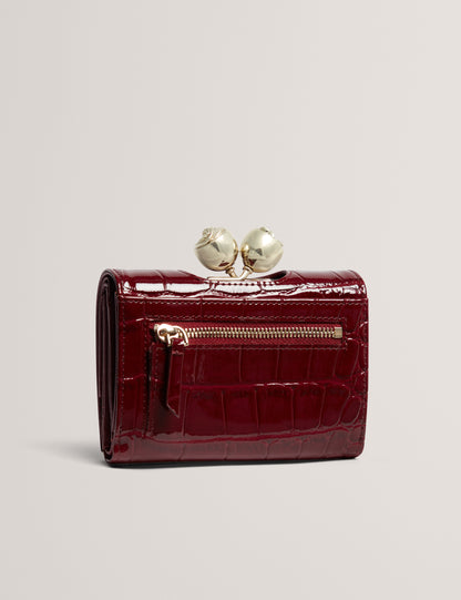 VALRIAA: Croc Effect Small Rose Bobble Purse