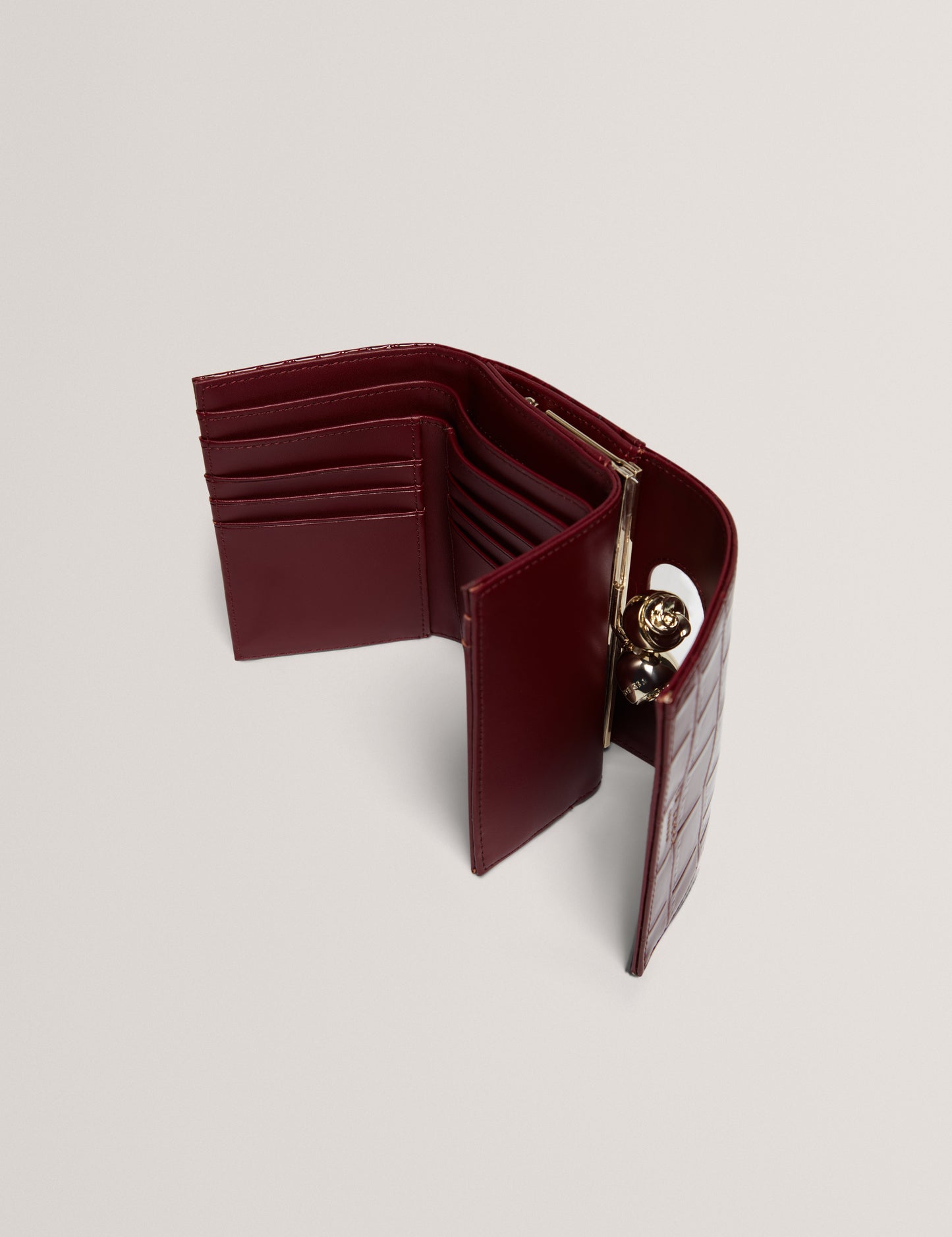 VALRIAA: Croc Effect Small Rose Bobble Purse