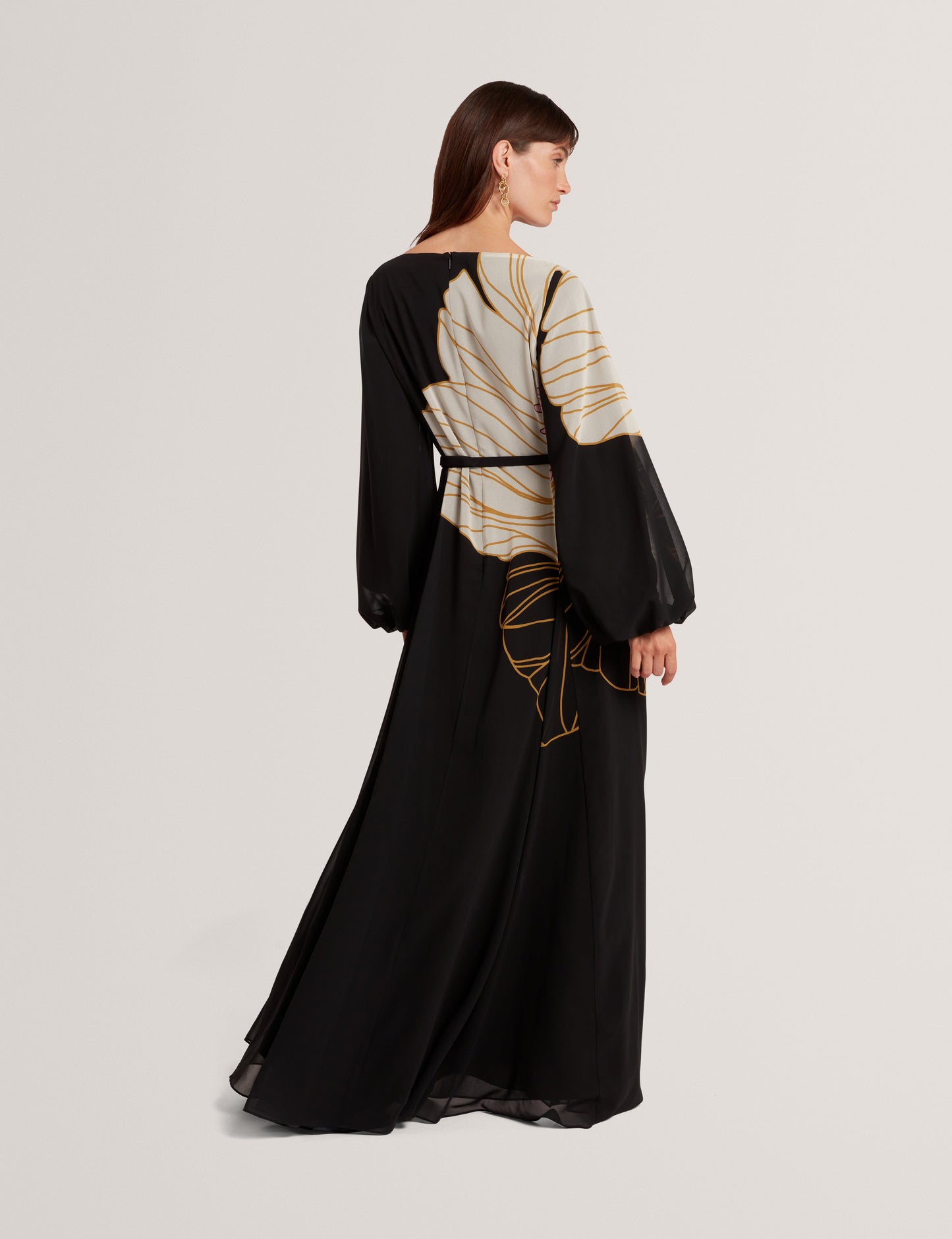 CAMMELI: Long Sleeve Printed Maxi Dress
