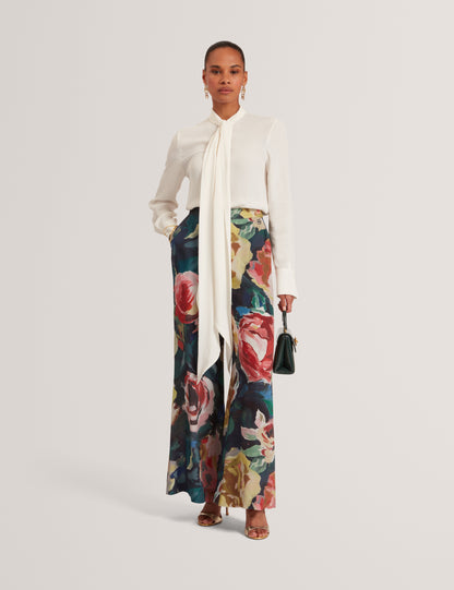 OPULENA: Printed Wide Leg Trouser