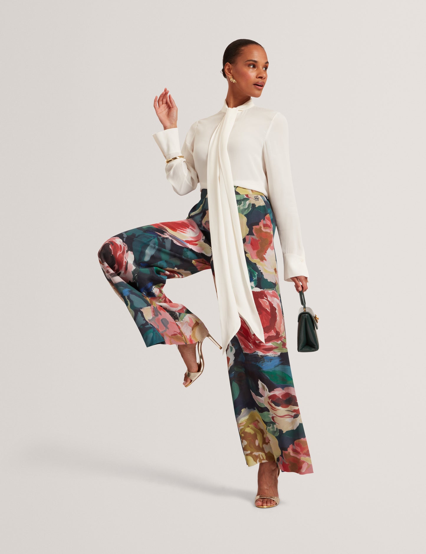 OPULENA: Printed Wide Leg Trouser