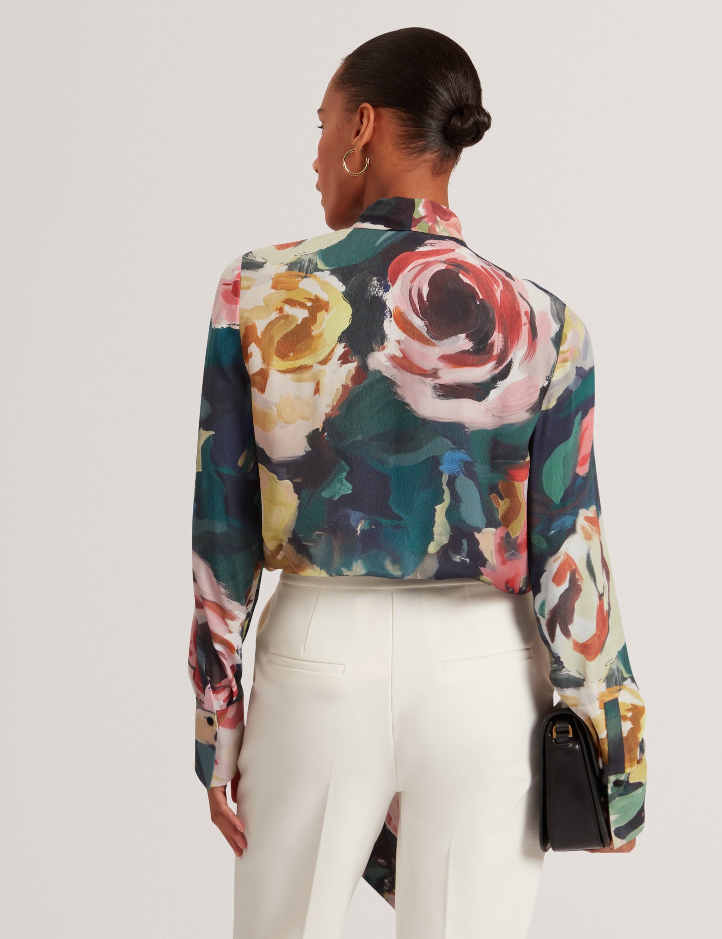 ARAGA: Tie Neck Printed Long Sleeve Shirt