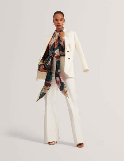 ARAGA: Tie Neck Printed Long Sleeve Shirt