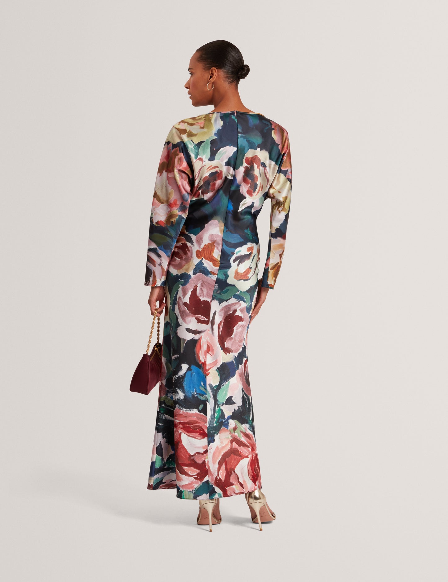 LOVESA: Printed Long Sleeve Midi Dress