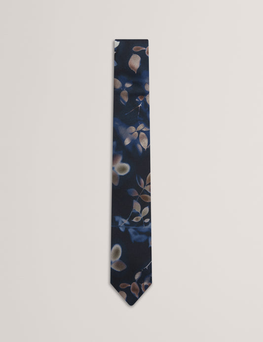 SILVANO: Leaf Print Silk Tie