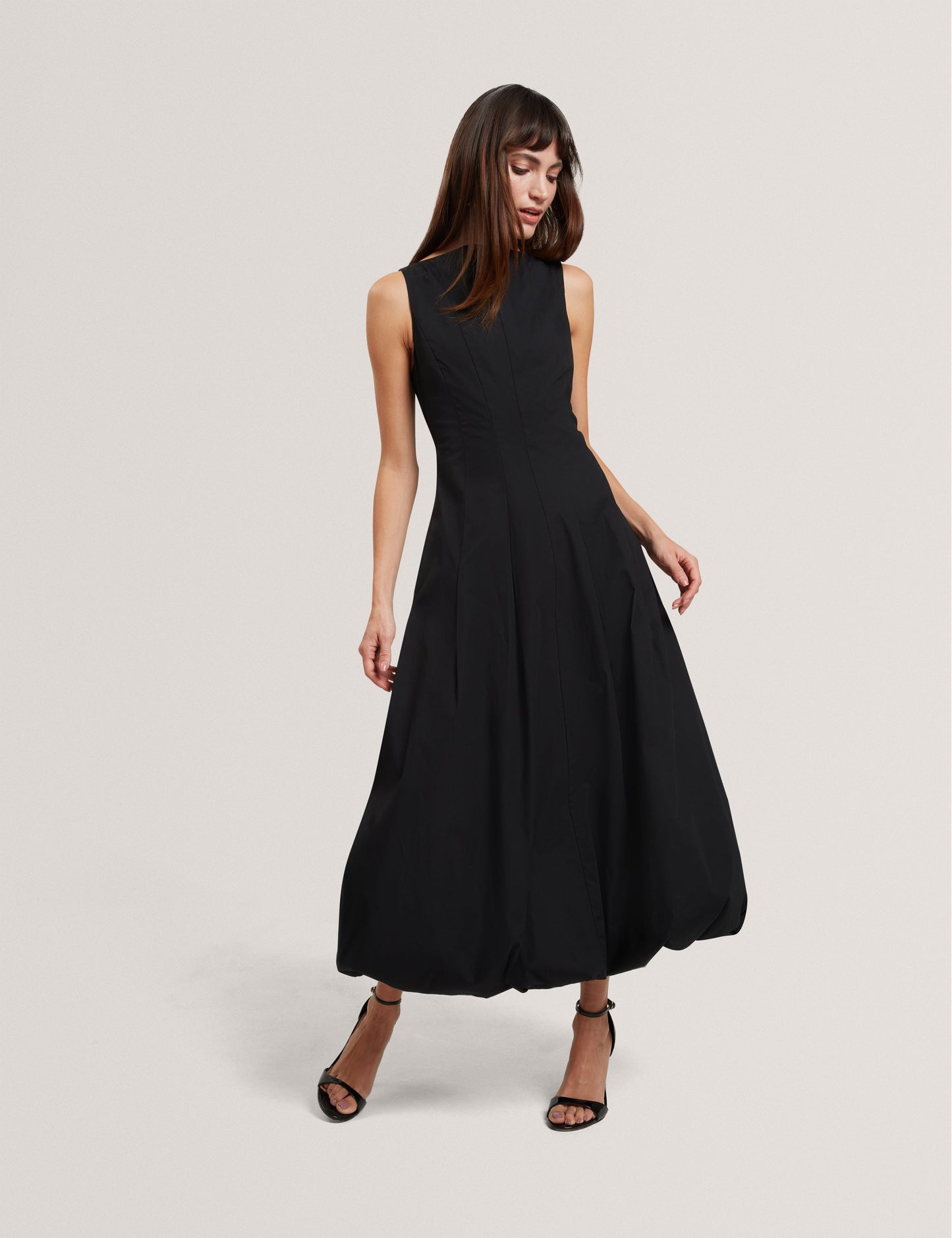 HAZZIA: Seam Detail Bubble Hem Midi Dress