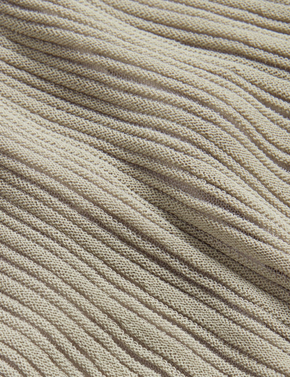 CEYLOAA: Long Sleeve Sheer Detail Knit Top