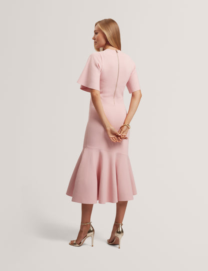 RECEDA: Short Sleeve Knit Midi Dress