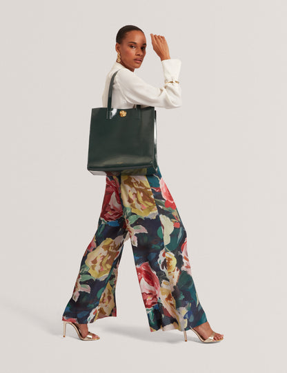 ROSENNI: Rose Detail Crinkle Large Tote Bag