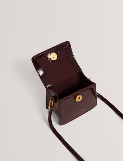 ROSELAH: Rose Detail Square Mini Top Handle Bag