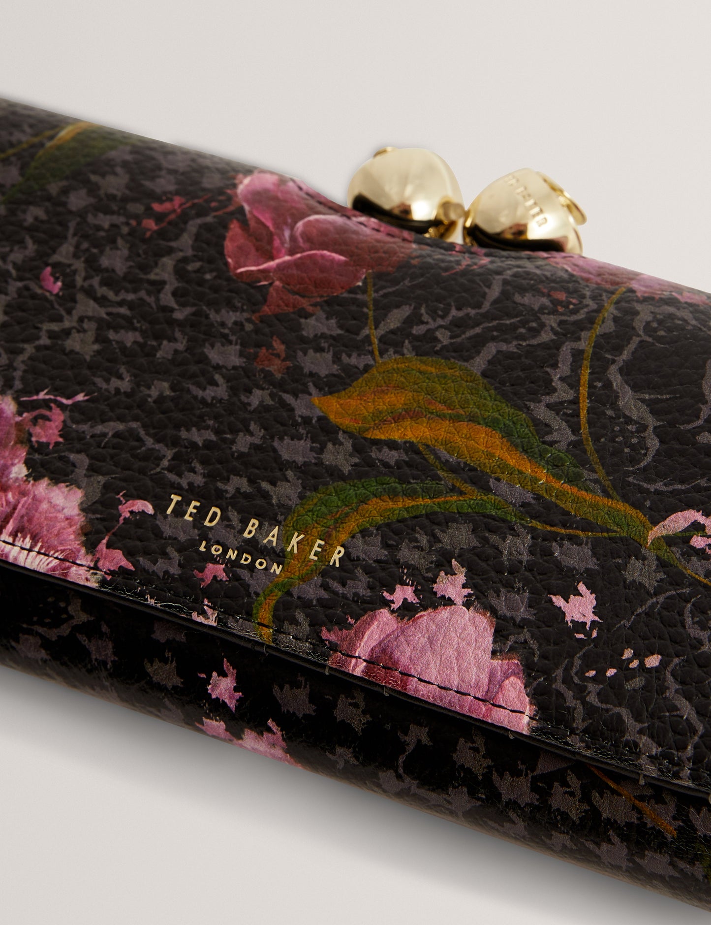 TALANA: Printed Floral Large Leather Bobble Purse