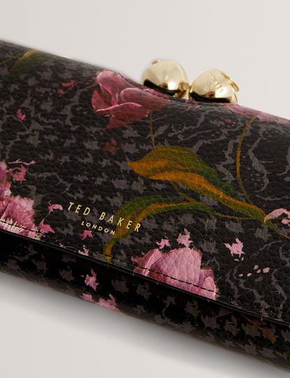 TALANA: Printed Floral Large Leather Bobble Purse