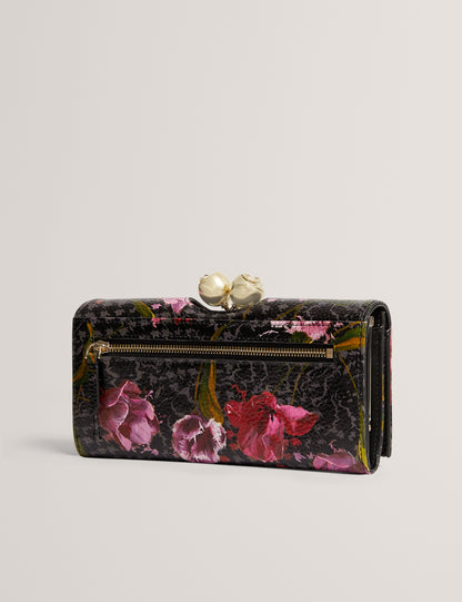 TALANA: Printed Floral Large Leather Bobble Purse