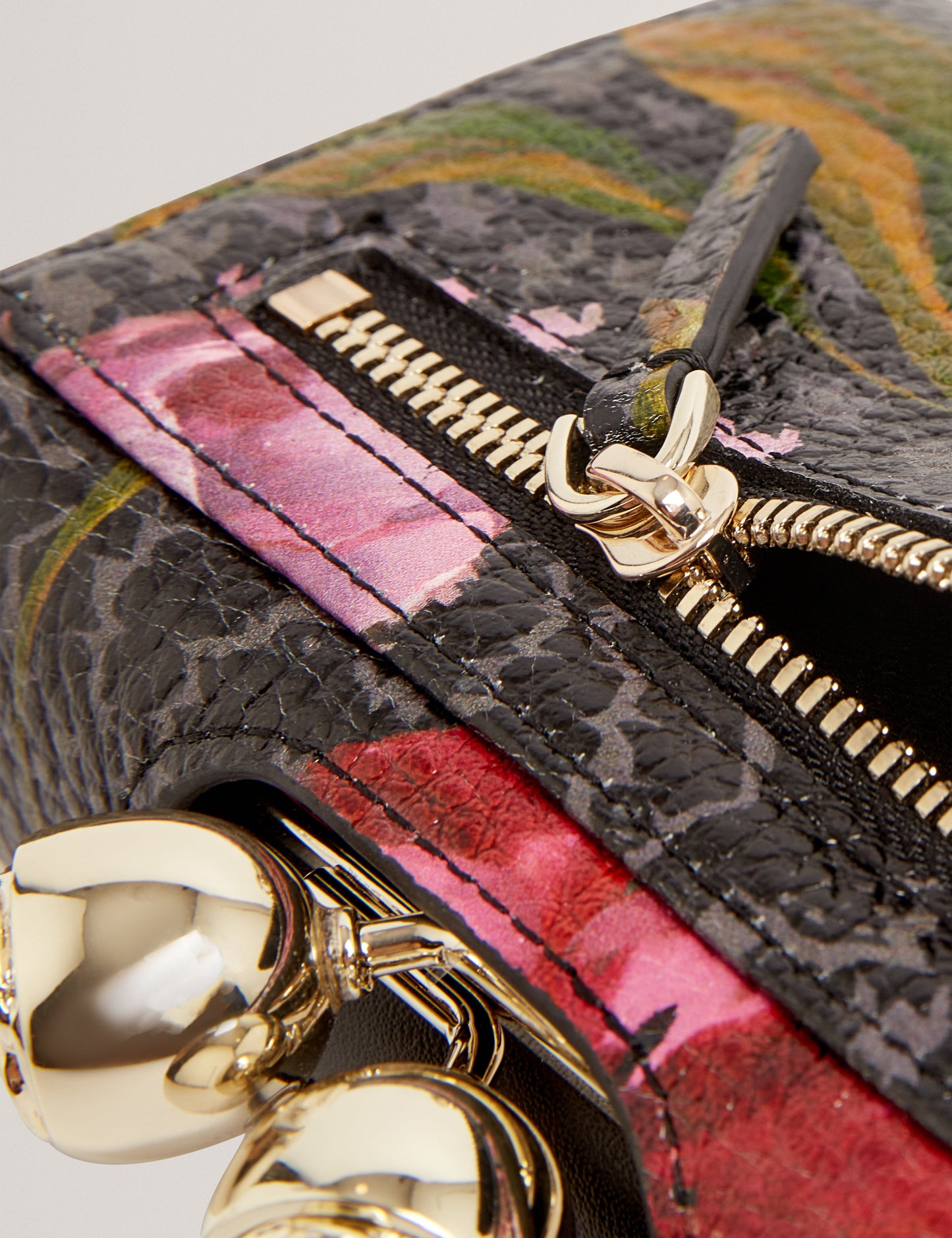 TULNA: Floral Printed Small Leather Bobble Purse