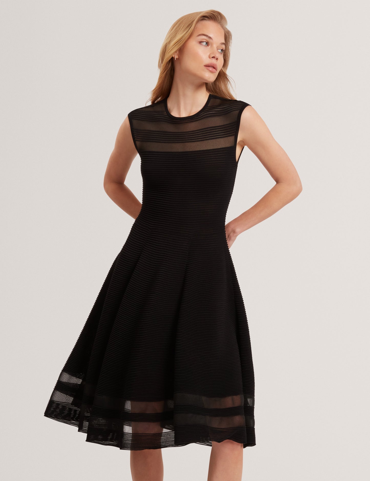SUUSAAN: Knitted Skater Dress With Invisible Pane
