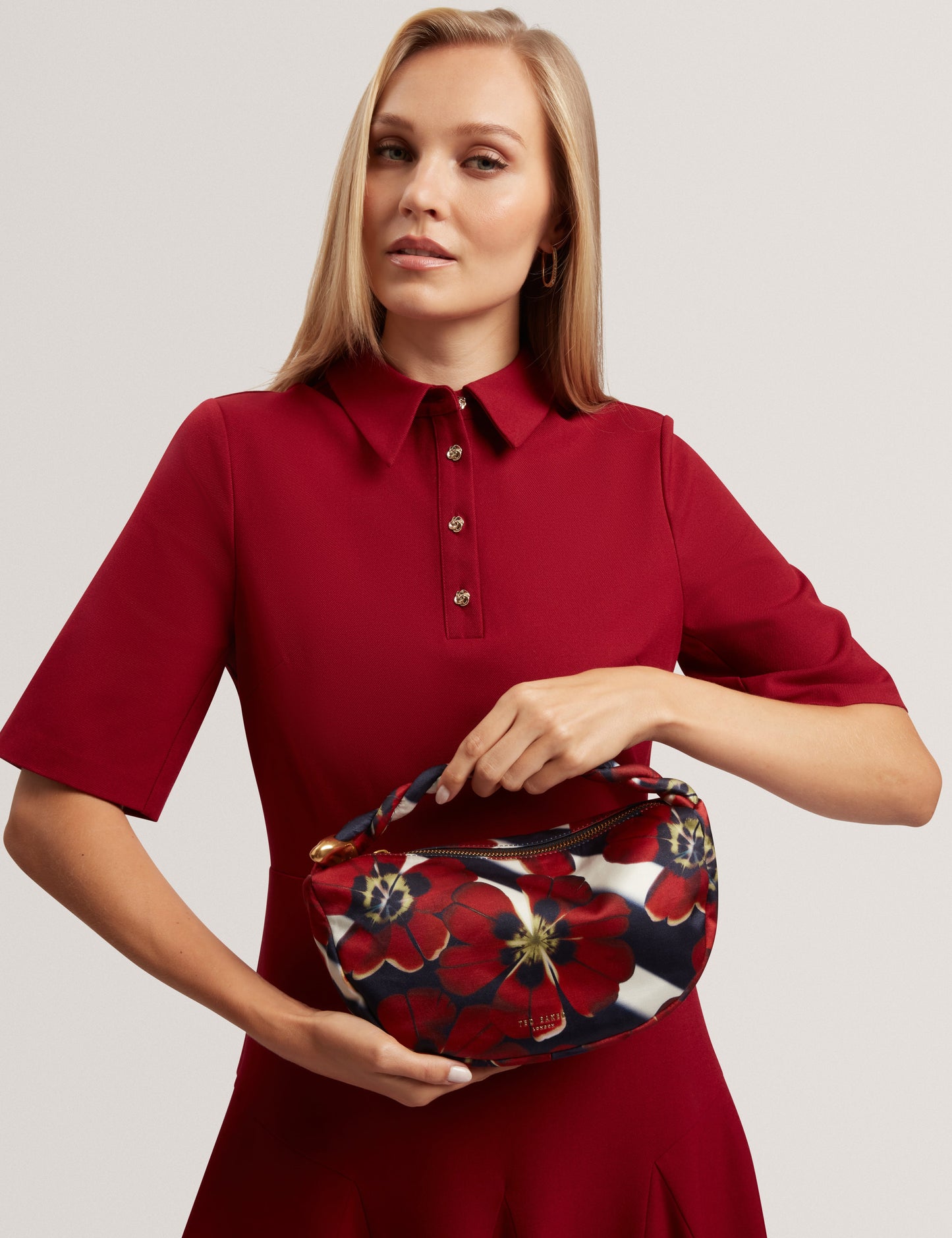 ISLI: Satin Statement Hardware Printed Hobo Bag