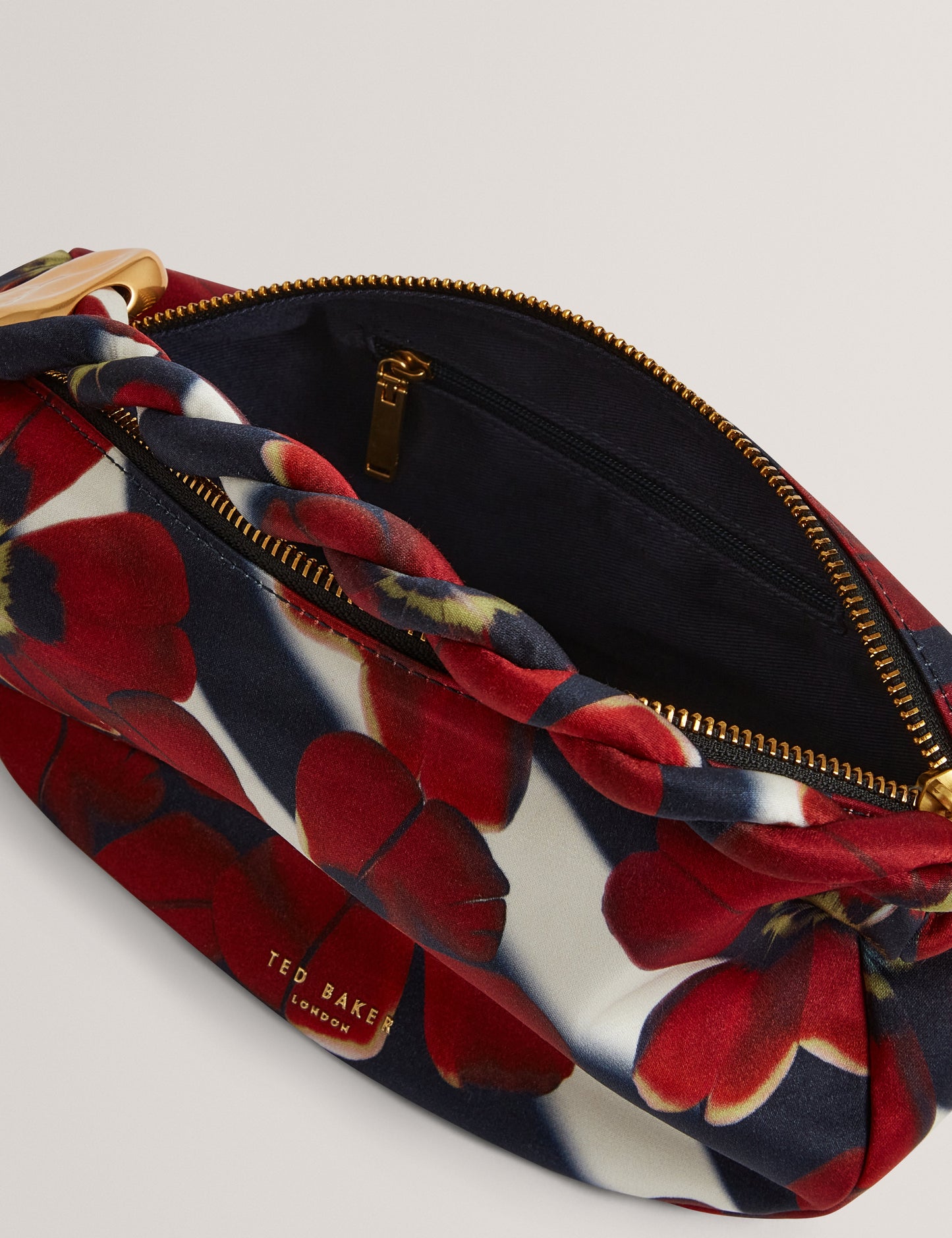 ISLI: Satin Statement Hardware Printed Hobo Bag