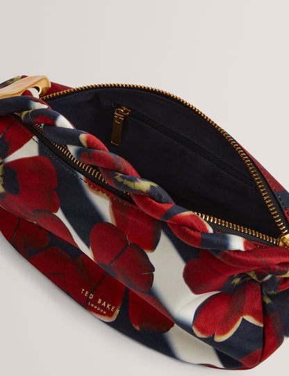 ISLI: Satin Statement Hardware Printed Hobo Bag