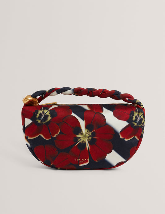 ISLI: Satin Statement Hardware Printed Hobo Bag