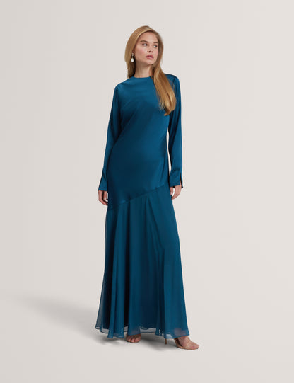 SHKYE: Diagonal Waist Seam Maxi Dress